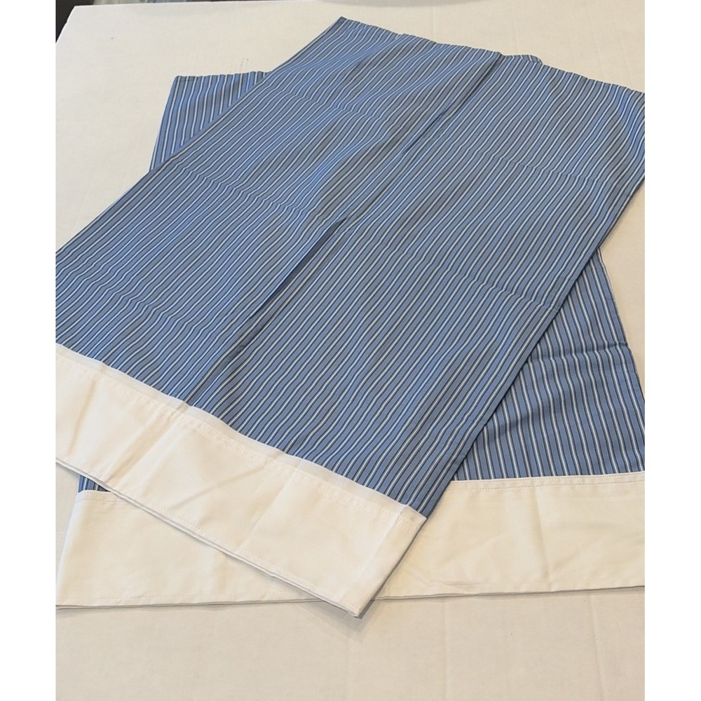 Ralph Lauren Standard Pillowcases Set of 2 Blue White Stripe Cotton Vintage Pair